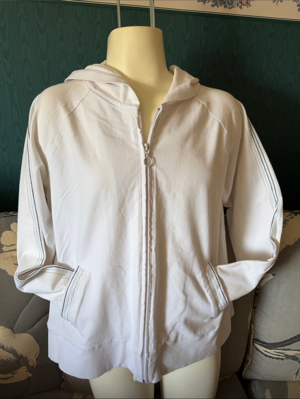 cleo White Zippered Top with Branded Neck Tag